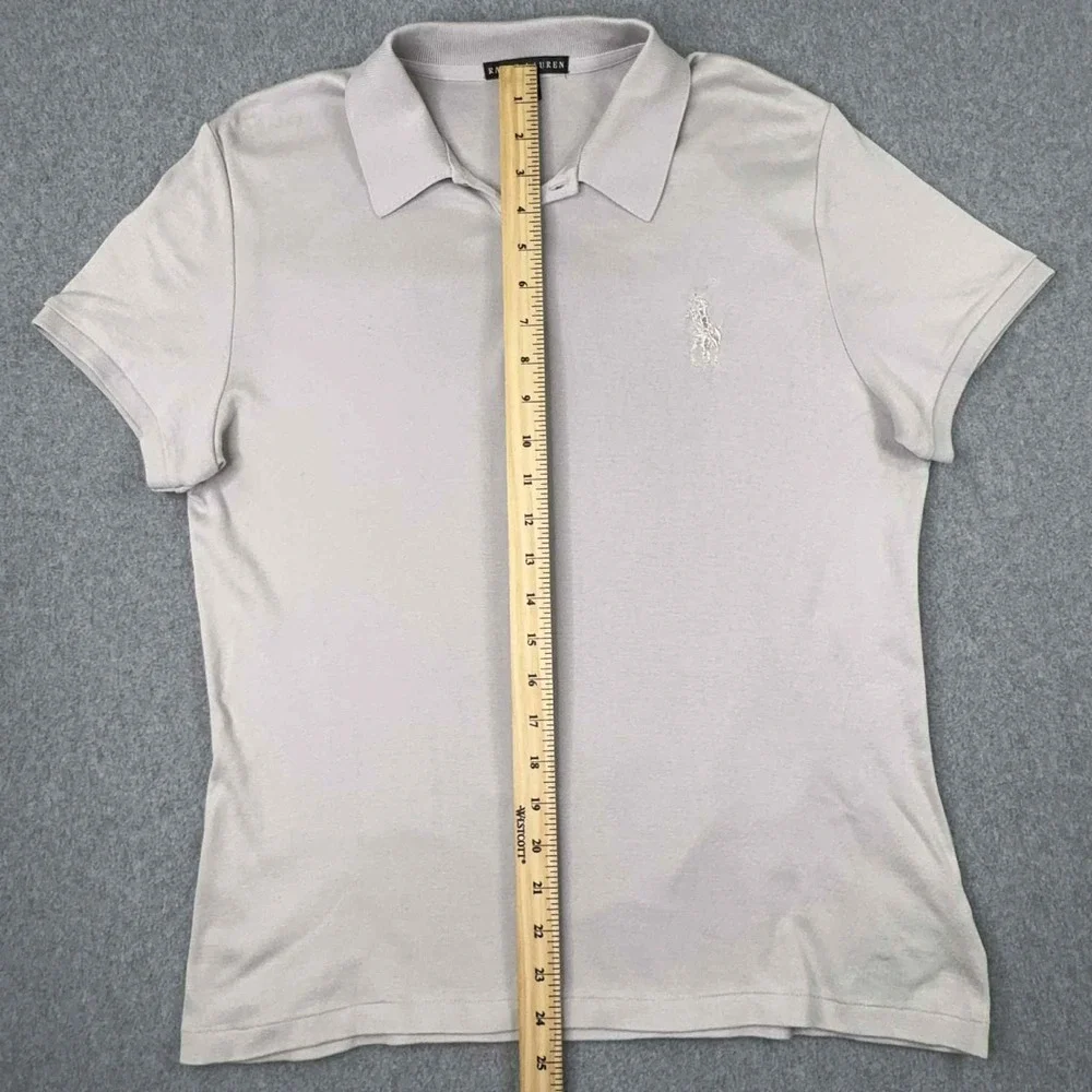 Ralph Lauren Black Label Polo Shirt Womens XL Gray‎ Short Sleeve Big Pony Luxury